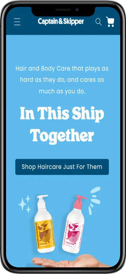 Kids haircare homepage hero