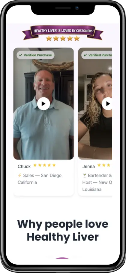 Supplement page with customer video reviews